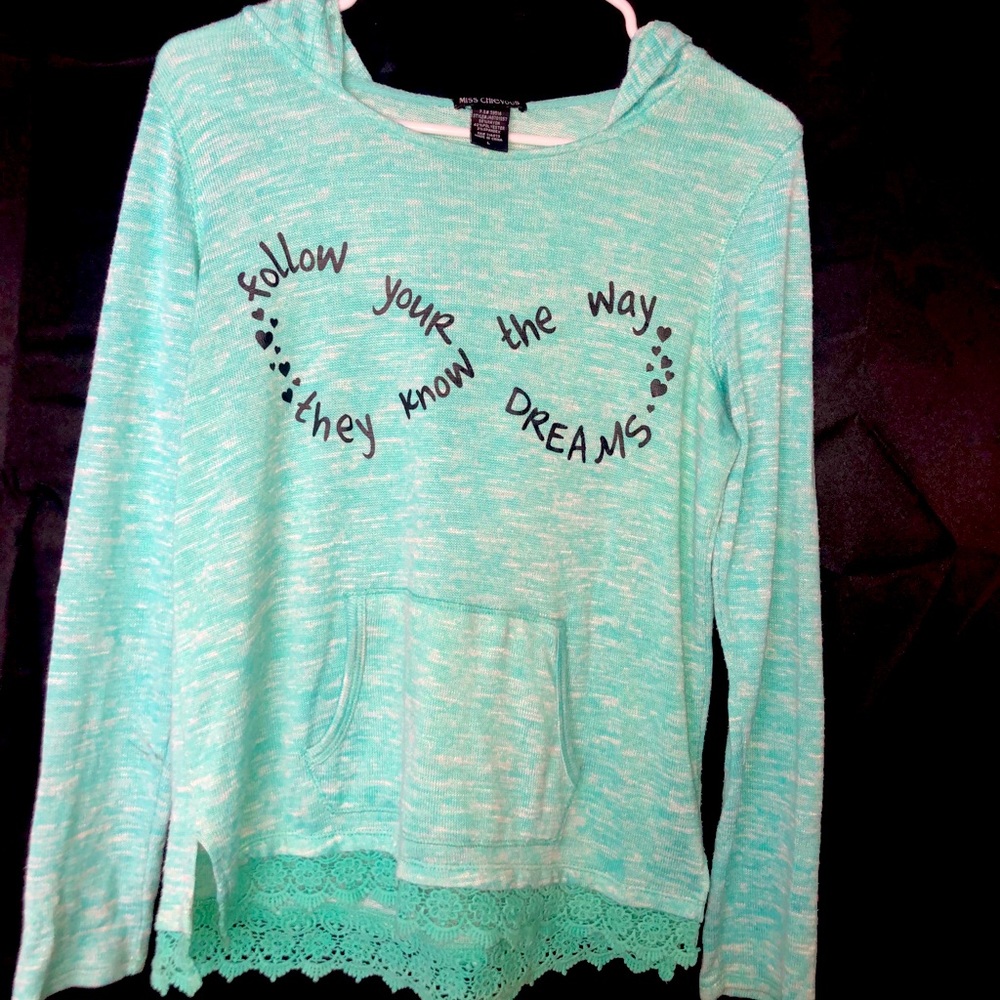 Light blue lightweight sweatshirt with hood